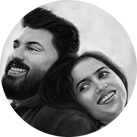 Couple portrait in charcoal by Artist Siraj