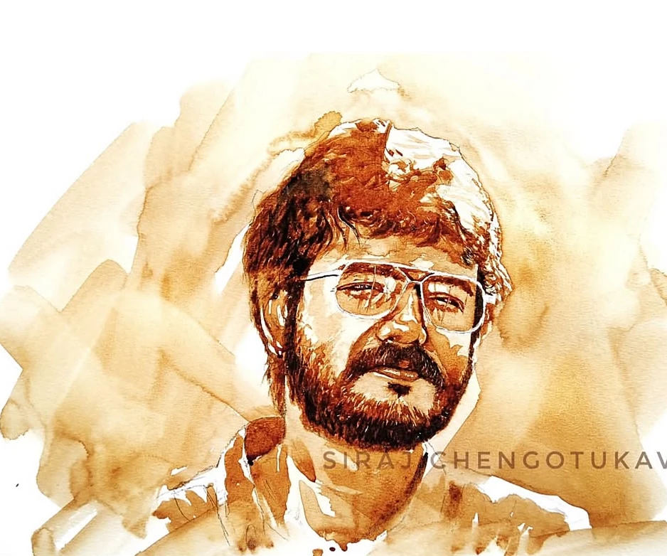 Sepia portrait painting by Artist Siraj