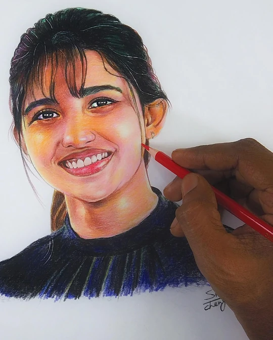Artist Siraj drawing a portrait - Online Art Class